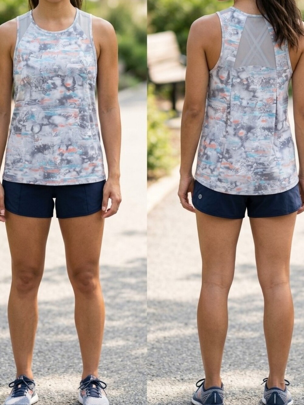 Lululemon Sculpt Tank Top Paint Drift Vapor Multi Grey Coral Abstract Size 4